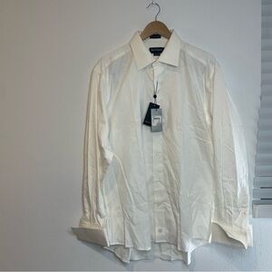 NEW DAVID DONAHUE MEN WHITE COTTON SLIM FIT DRESS SHIRT SIZE 16 1/2 x 35 $135